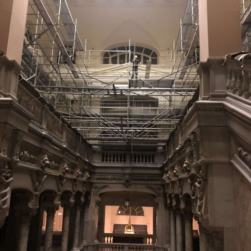 Restauraci�n de la b�veda del techo de la Escalera Real del Edificio Tradicional del Banco de Espa�a. Madrid. - Rehabilitaci�n | Construcciones civiles - K�rkide | Proyectos de restauraci�n y rehabilitaci�n