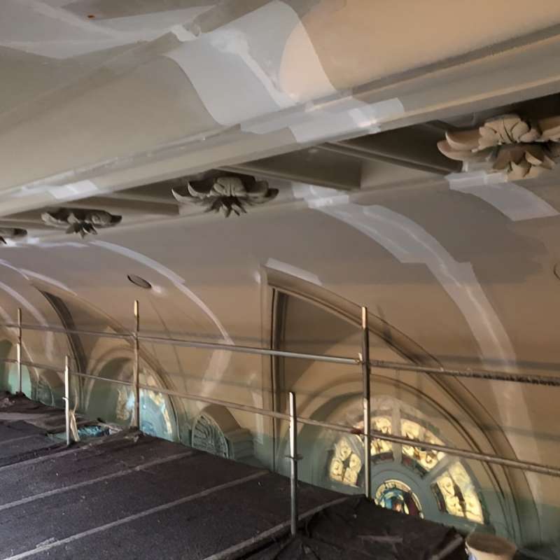 Restauraci�n de la b�veda del techo de la Escalera Real del Edificio Tradicional del Banco de Espa�a. Madrid. - Rehabilitaci�n | Construcciones civiles - K�rkide | Proyectos de restauraci�n y rehabilitaci�n